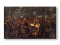 Moderný obraz na plátne s motívom Adolph Menzel - Valcovňa železa v čierno-žltých odtieňoch | Obraz na plátne Adolph Menzel - Valcovňa železa – produkt