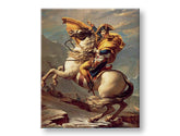 Moderný obraz na plátne s motívom Jacques-Louis David - Napoleon prechádza cez Alpy, obloha v zlato-krémových odtieňoch, sila a moc | Obraz na plátne Jacques-Louis David - Napoleon prechá..., pohľad 2
