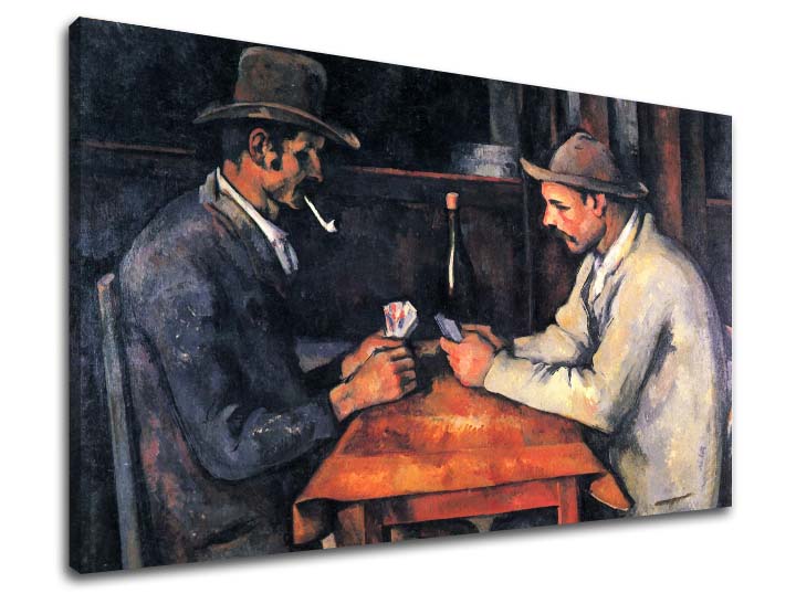 Vintage obraz na plátne s motívom Paul Cézanne - Hráči kariet, detský motív v béžovo-hnedých odtieňoch, kontemplačná atmosféra, vhodný do pracovne – produkt