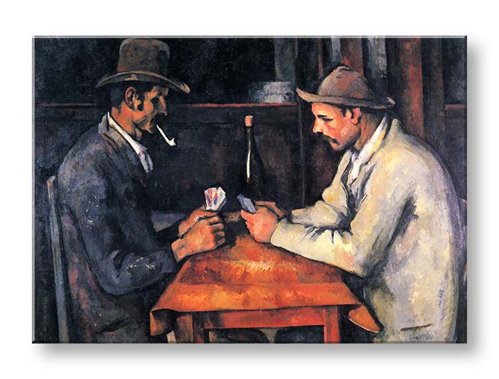 Vintage obraz na plátne s motívom Paul Cézanne - Hráči kariet, detský motív v béžovo-hnedých odtieňoch, kontemplačná atmosféra, vhodný do pracovne – produkt, pohľad 2