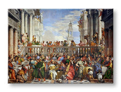 Pop art obraz na plátne s motívom Paolo Veronese - Svadba v Káne Galilejskej v modro-zelených odtieňoch, slávnostná atmosféra, vhodný do kuchyne – produkt, pohľad 2