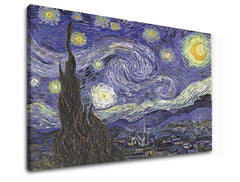Vintage obraz na plátne s motívom Vincent van Gogh - Hviezdna noc, nočná obloha, hviezdy, mapa, príroda v bielo-modrých odtieňoch, vhodný do pracovne – produkt