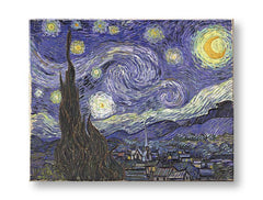 Vintage obraz na plátne s motívom Vincent van Gogh - Hviezdna noc, nočná obloha, hviezdy, mapa, príroda v bielo-modrých odtieňoch, vhodný do pracovne – produkt, pohľad 2