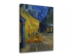 Vintage obraz na plátne s motívom Vincent van Gogh - Café Terrace at Night v modro-čiernych odtieňoch, pokojná atmosféra, mestský život a samota – produkt