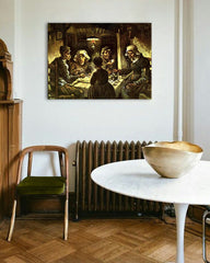 Vintage obraz s motívom Vincent van Gogh - Jedáci zemiakov, mapa, príroda v béžovo-hnedých odtieňoch | Obraz na plátne Vincent van Gogh - Jedáci zemiakov – náhľad