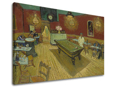 Vintage obraz na plátne s motívom Vincent van Gogh - Nočná kaviareň, hodiny, mapa, príroda v hnedo-zelených odtieňoch, vhodný do kuchyne | Obraz na plátne Vincent van Gogh - Nočná kaviareň – produkt