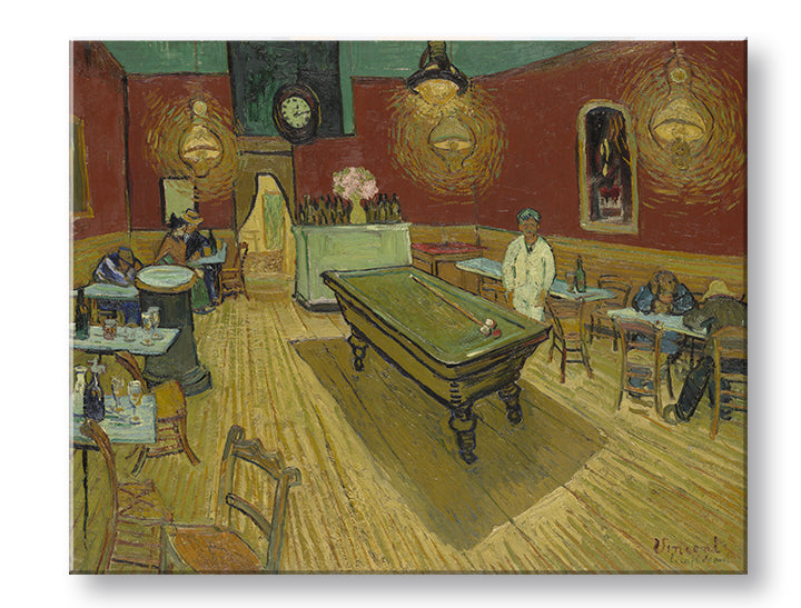 Vintage obraz na plátne s motívom Vincent van Gogh - Nočná kaviareň, hodiny, mapa, príroda v hnedo-zelených odtieňoch, vhodný do kuchyne | Obraz na plátne Vincent van Gogh - Nočná kaviare..., pohľad 2