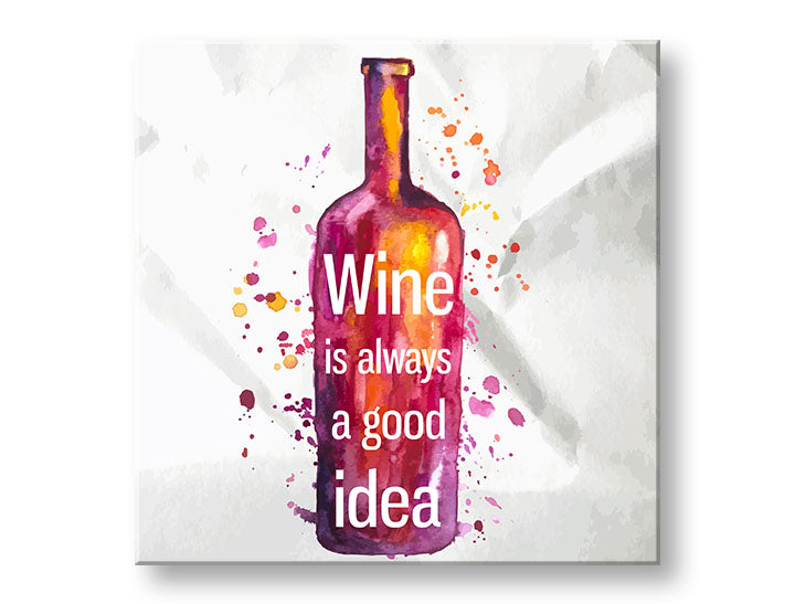 Obraz na plátne s motívom detský motív v bielo-fialových odtieňoch, hravá atmosféra, oslava, vhodný do kuchyne | Obraz na stenu s textom Wine is always good idea – hlavný