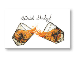 Industriálny obraz na plátne s motívom krajina v bielo-čiernych odtieňoch, veselá atmosféra, oslava | Obraz na stenu s textom Drink whiskey – hlavný