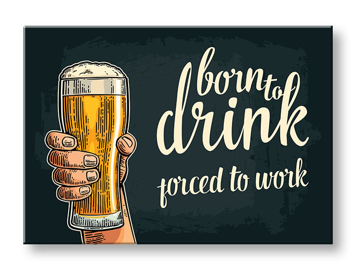 Minimalistický obraz na plátne v bielo-béžových odtieňoch, vhodný do kuchyne | Obraz na stenu s textom Born to drink – hlavný