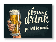 Minimalistický obraz na plátne v bielo-béžových odtieňoch, vhodný do kuchyne | Obraz na stenu s textom Born to drink – hlavný