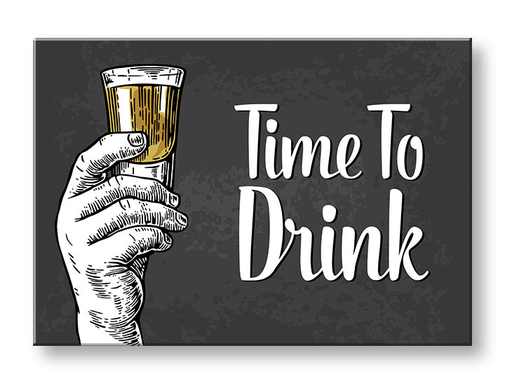Vintage obraz na plátne s motívom detský motív v bielo-zlatých odtieňoch | Obraz na stenu s textom Time to drink, nástenná dekorácia – hlavný