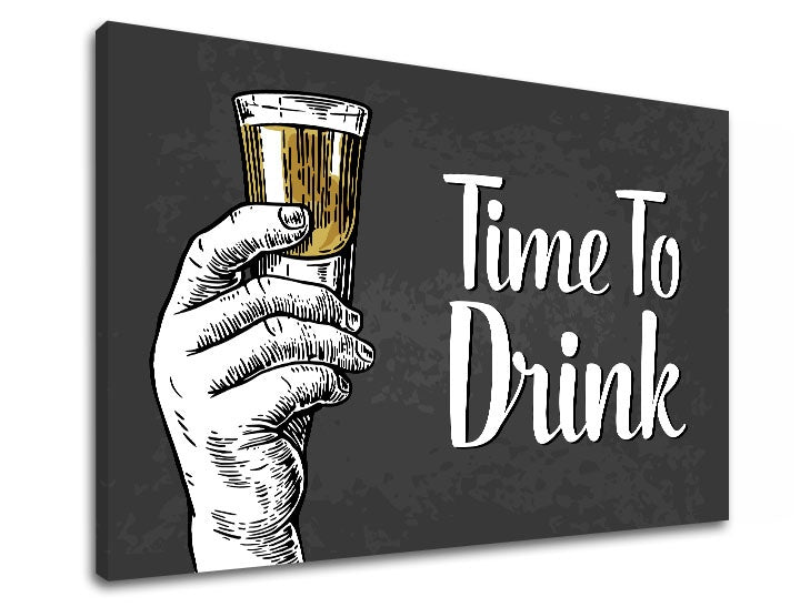 Vintage obraz s motívom detský motív v bielo-zlatých odtieňoch | Obraz na stenu s textom Time to drink – náhľad