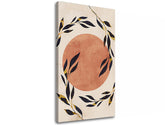 Art deco obraz na plátne s motívom SLNKO 002, listy, vetvy, slnko, mesiac v béžovo-zlatých odtieňoch, pokojná atmosféra, príroda a elegancia – produkt