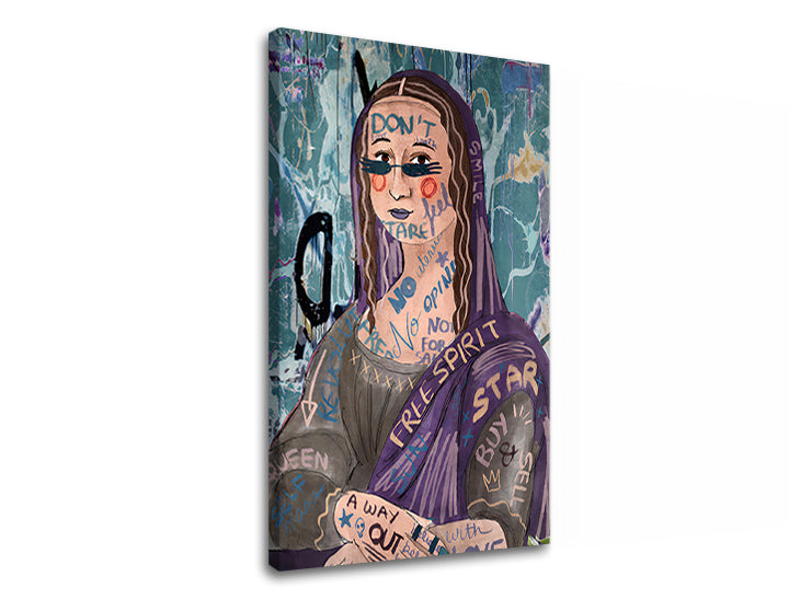 Klasický obraz na plátne s motívom MONA LISA ABSTRAKT 001, mestský motív v béžovo-fialových odtieňoch | Obraz na plátne MONA LISA ABSTRAKT 001 – produkt