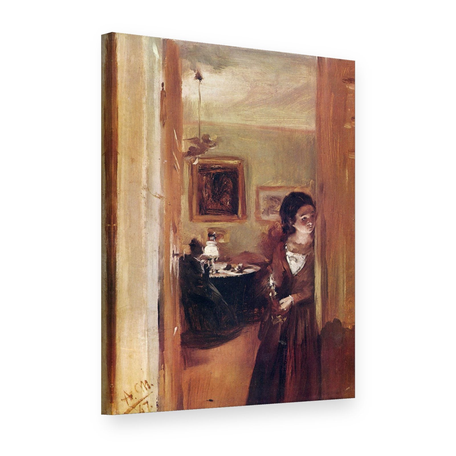 Obraz Obývačka s umelcovou sestrou – Adolph Menzel na plátne, 3D pohľad