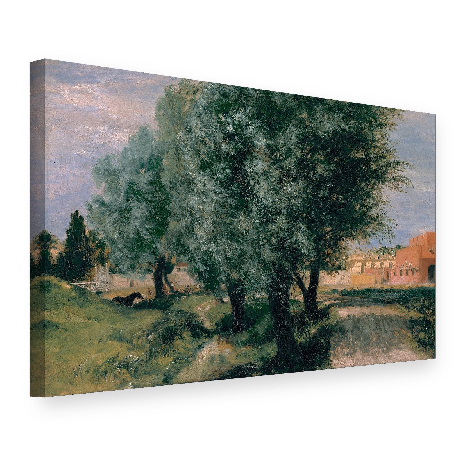 Obraz Stavenisko s vŕbami – Adolph Menzel na plátne, 3D pohľad