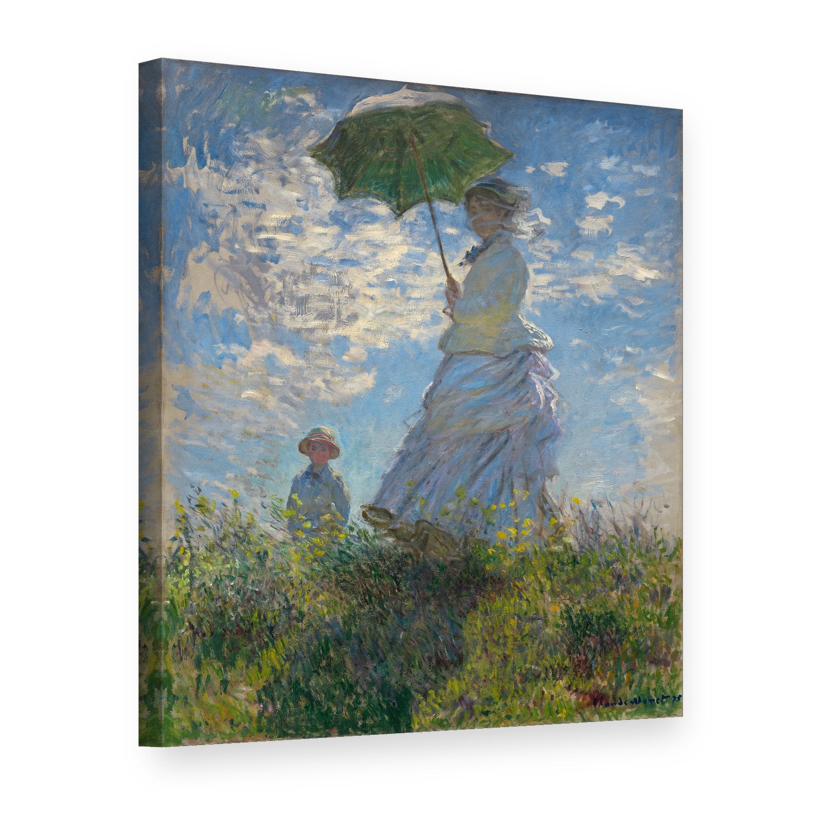 Obraz Žena so slnečníkom – Claude Monet na plátne, 3D pohľad