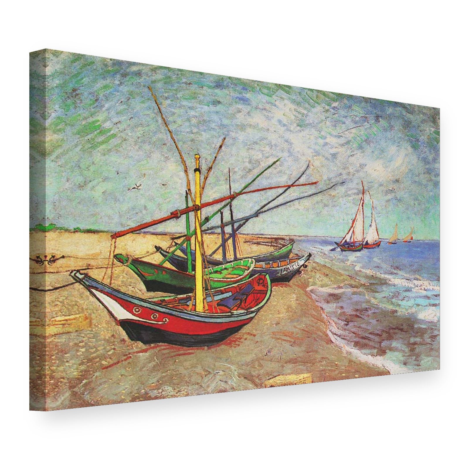 Obraz Rybárske člny na pláži v Saintes-Maries – Vincent van Gogh na plátne, 3D pohľad