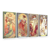 Obraz Štyri ročné obdobia – Alfons Mucha na plátne, 3D pohľad