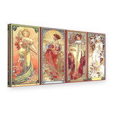 Obraz Štyri ročné obdobia – Alfons Mucha na plátne, 3D pohľad