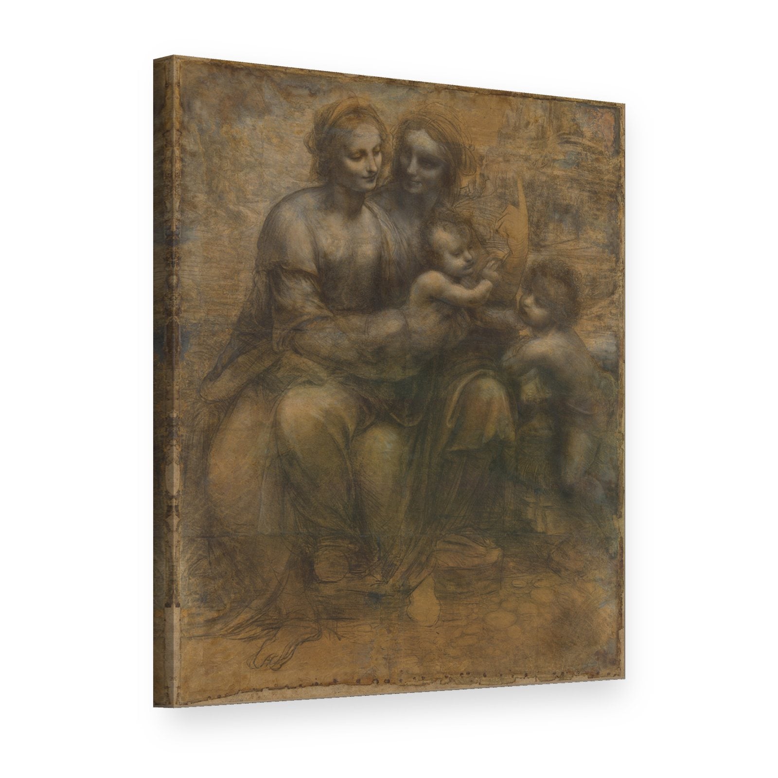 Obraz Madona s dieťaťom a svätou Annou – Leonardo da Vinci na plátne, 3D pohľad