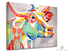 Pop art obraz na plátne s motívom BYVOL, detský motív, krajina vo viacfarebných odtieňoch, hravá atmosféra, príroda a kreativita, dvojdielné prevedenie – hlavný