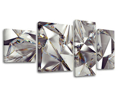 Geometrický obraz na plátne s motívom diamant, mapa v strieborných odtieňoch, luxusný dojem, viacdielné prevedenie, vhodný do obývačky | Obraz na plátne ABSTRAKT – hlavný