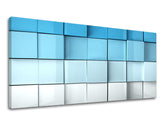 Geometrický obraz na plátne s motívom PANORÁMA ABSTRAKT v bielo-modrých odtieňoch, pokojná atmosféra, minimalizmus, vhodný do obývačky | Obraz na stenu PANORÁMA ABSTRAKT – hlavný