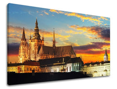 Obraz na plátne s motívom MESTO PRAHA, príroda v bielo-červených odtieňoch, pokojná atmosféra, vhodný do kuchyne | Obraz na stenu MESTO PRAHA – hlavný