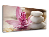 Klasický obraz na plátne s motívom PANORÁMA FENG SHUI, orchidea, kvet, feng shui, krajina v béžovo-hnedých odtieňoch, pokojná atmosféra, vhodný do obývačky – hlavný