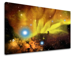 Obraz na plátne s motívom hviezdy, silueta, galaxia, vesmír v modro-oranžových odtieňoch, éterická atmosféra, samota, vhodný do obývačky – hlavný