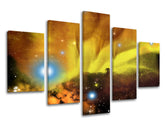 Klasický obraz na plátne s motívom hviezdy, galaxia, silueta, mapa, vesmír v čierno-žltých odtieňoch, éterická atmosféra, tajomstvo a príroda – hlavný