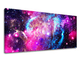 V boho štýle obraz na plátne s motívom PANORÁMA VESMÍR, hviezdy, galaxia, detský motív, mapa v fialovo-modrých odtieňoch, éterická atmosféra – hlavný