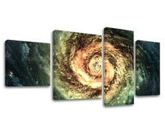 Moderný obraz na plátne s motívom galaxia, hviezdy, vesmír v krémovo-modrých odtieňoch, majestátna atmosféra, viacdielné prevedenie, vhodný do pracovne – hlavný