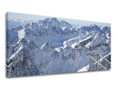 Industriálny obraz na plátne s motívom PANORÁMA SLOVENSKO, obloha, cestovateľský motív, krajina, slovenský motív v bielo-modrých odtieňoch, vhodný do kancelárie – hlavný