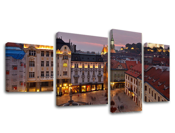 Klasický obraz na plátne s motívom SLOVENSKO, krajina, mapa, príroda, slovenský motív v bielo-modrých odtieňoch, pokojná atmosféra, viacdielné prevedenie – hlavný