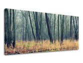 Klasický obraz na plátne s motívom PANORÁMA STROMY, stromy, les, hmla, krajina v hnedo-sivých odtieňoch, pokojná atmosféra, príroda a samota – hlavný
