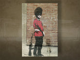 Klasický obraz na plátne s motívom Street ART – Banksy, krajina, more a pláž v fialovo-modrých odtieňoch, melancholická atmosféra, viacdielné prevedenie – hlavný
