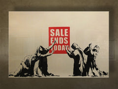 V boho štýle obraz s motívom Street ART – Banksy, more a pláž v fialovo-modrých odtieňoch | Obraz na plátne Street ART – Banksy – náhľad