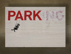 Klasický obraz s motívom Street ART – Banksy, detský motív, príroda v béžovo-červených odtieňoch | Obraz na plátne Street ART – Banksy, detstvo a nostalgia – náhľad