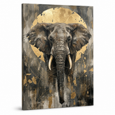 Obraz hlavy slona afrického z čelného pohľadu na plátne — 3D vizualizácia canvasu s viditeľným dreveným podrámkom, Papilora Premium Art.