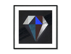 Industriálny obraz na plátne s motívom My Framed Formation, diamant v modro-sivých odtieňoch, sofistikovaná atmosféra, luxusný dojem a elegancia – hlavný