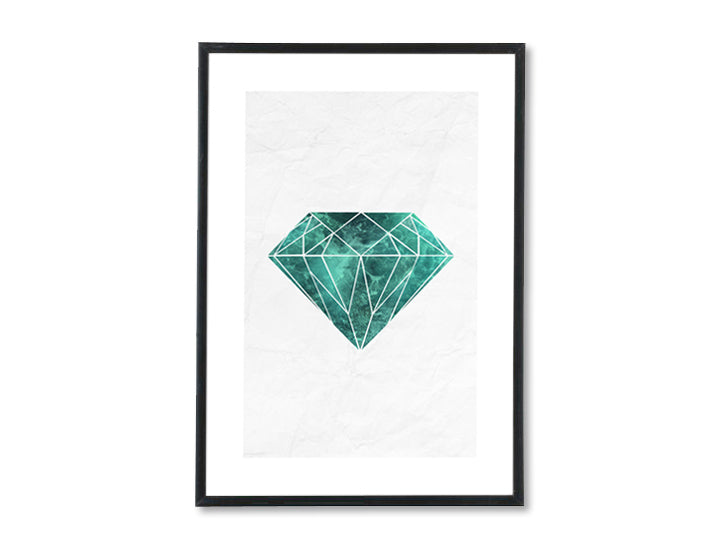 V škandinávskom štýle obraz na plátne s motívom Energy of Greed, diamant, príroda v bielo-tyrkysových odtieňoch, elegantná atmosféra, vhodný do pracovne – hlavný
