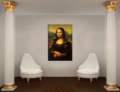 Pop art obraz s motívom MONA LISA – Leonardo Da Vinci, krajina, mestský motív v bielo-zlatých odtieňoch | Obraz na plátne MONA LISA – Leonardo Da Vinci – náhľad