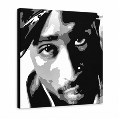 Ručne maľovaný POP Art obraz 2 PAC – 3D vizualizácia ručne maľovaného plátna na bielom pozadí. Dominantné farby: čierna, biela, sivá.