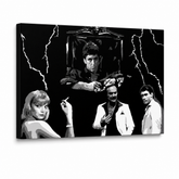 Ručne maľovaný POP Art obraz AL PACINO – 3D vizualizácia ručne maľovaného plátna na bielom pozadí. Dominantné farby: čierna, biela, sivá.