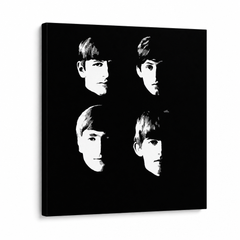 Ručne maľovaný POP Art obraz Beatles – 3D vizualizácia ručne maľovaného plátna na bielom pozadí. Dominantné farby: čierna, biela.