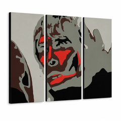 Ručne maľovaný POP Art obraz BROWN APE – 3D vizualizácia ručne maľovaného plátna na bielom pozadí. Dominantné farby: čierna, červená, sivá, hnedá, biela.