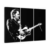 Ručne maľovaný POP Art obraz Bruce Springsteen – 3D vizualizácia ručne maľovaného plátna na bielom pozadí. Dominantné farby: čierna, biela, šedá.